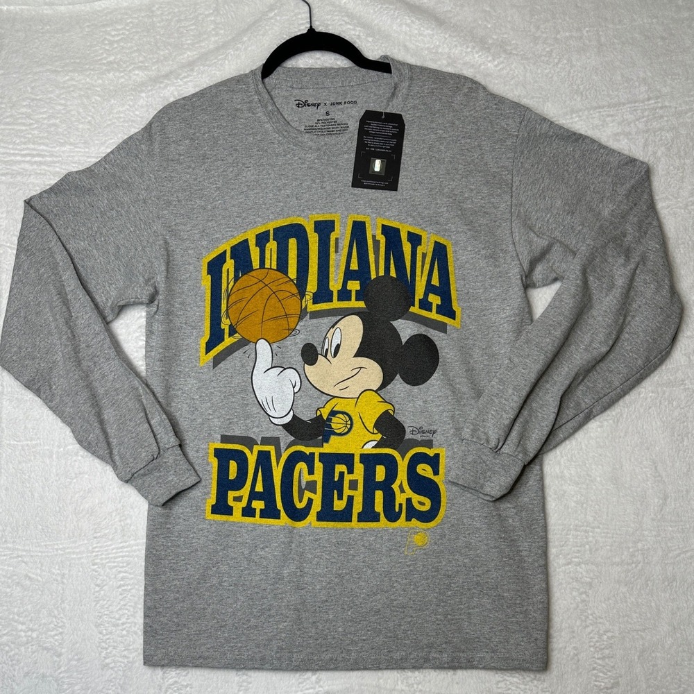 Disney x Junk Food Vintage Indiana Pacers T-Shirt Mens S Gray Mickey Mouse